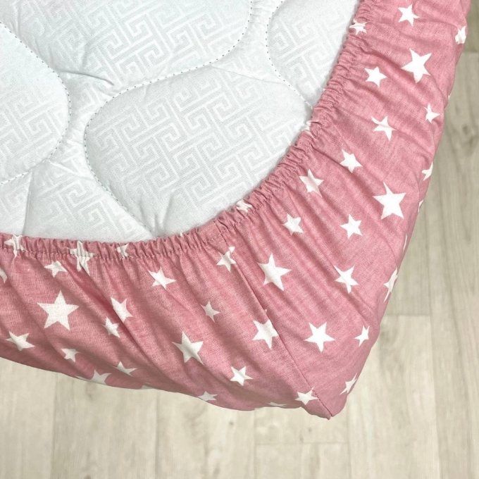 Husa saltea patuț bebe copii din bumbac 120 x 60 cm, Stelute albe (1)